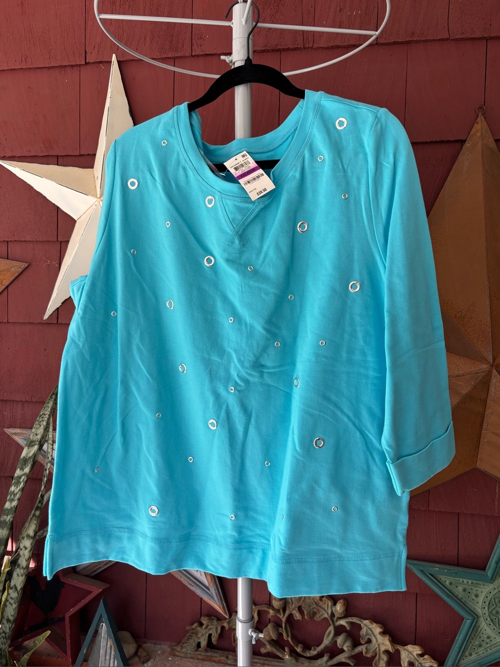 NWT. Y2K Karen Scott Grommet Retro Tunic 3/4 Sleeve Top Women’s Plus Size XXL